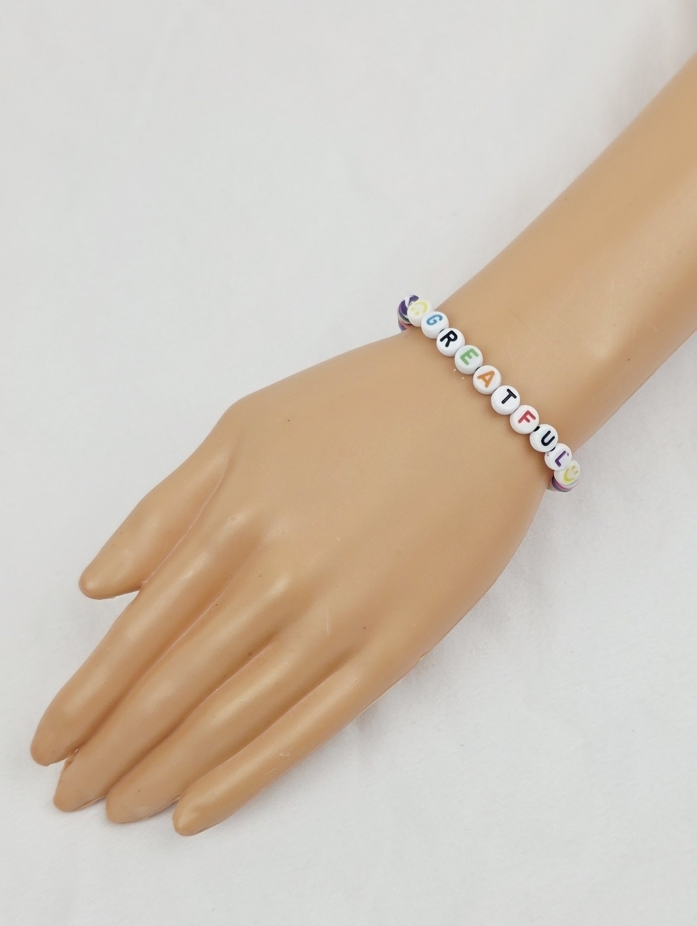 Handmade Clay Bead Multi Color Greatful Smiley Face Bracelet